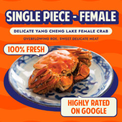 Single Piece Order - Premium Steamed Female Hairy Crab (Certified from Yang Cheng Lake)