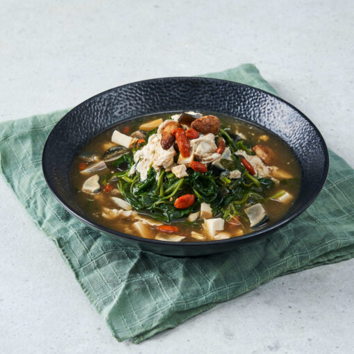 Trio Egg Spinach in Chicken Broth