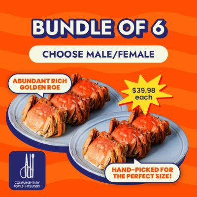 Bundle of 6: Premium Steamed Hairy Crab